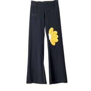 CAJU Sportswear Black Sunflower Detail Pull-on Pants M